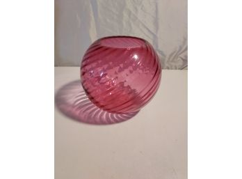 Pilgrim Glass Pink Cranberry Swirled Globe Vase