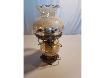 Vintage Smoked Glass Hurricane Lamp