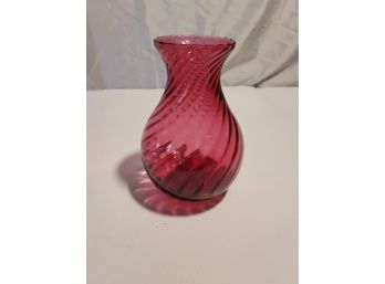Pilgrim Glass Pink Cranberry Swirled Bud Vase