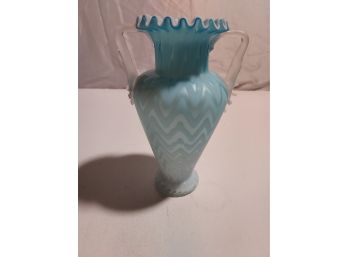 Antique 19th Century Herringbone Satin Glass Vase