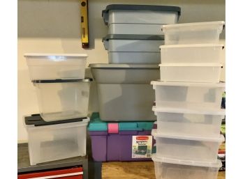 Large Lot Of Plastic Storage Boxes ~ Various Sizes ~