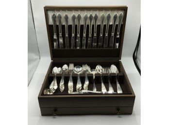 Service For 12 Reed & Barton STERLING FLATWARE W/serving Pieces  ~ Wood Storage Box ~