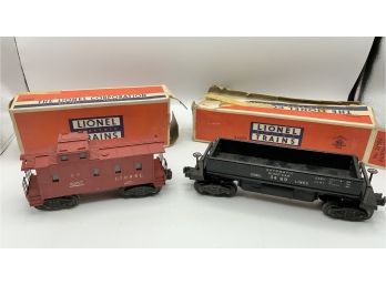 2 Vintage Lionel Train Cars ~ Caboose 6357 & Automatic Dump Car 3469X ~