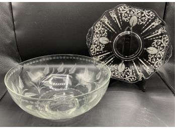 Crystal Bowl & Elegant Glass Plate