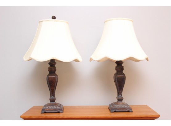 Pair Of Traditional Style Metal Lamps