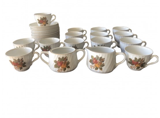 Enoch Wedgewood English Harvest, England Teacups, Saucers, Cream And Sugar
