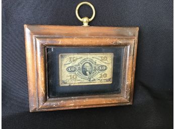 1863, 2nd Issue Fractional Currency 10 Cent, Wooden Frame