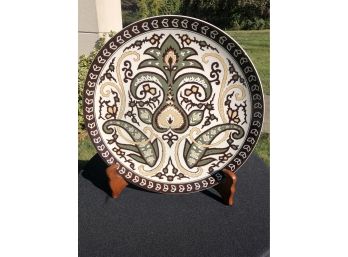Glazed Ceramic Decorative Plate With Stand