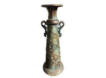 Decorative Metal Vase, Verde-like Finish -19H