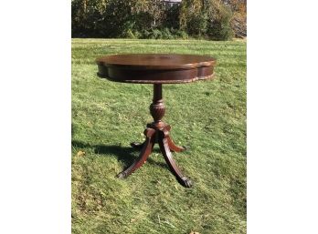 Mahogany Pedestal Clover End Table, By Superior Table (1 Of 2)