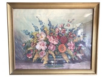 1920 Lithograph, Rose Zinna Spring, Signed Gustave Wiegand (1870-1957)
