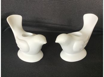Pair Of Ceramic Dove Candle Holders From Avon