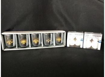 Set Of 5 Snowflake Votives Holders And 8 Additional Votive Candles