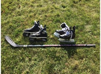 Bauer Hockey Skates Sizes 3R And 6.5, Mylec Ultra Curve LS 3000 Hockey Stick