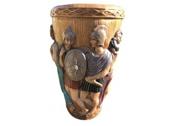 Very Unusual Ceramic Umbrella Stand, Garrard Mold Depicting Ancient Romans