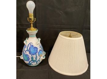 Blue Floral Design  Ceramic  Table Lamp Made In Italy