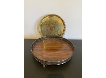 Two Pieces Of Serving Items - Round Platter & Footed Tray