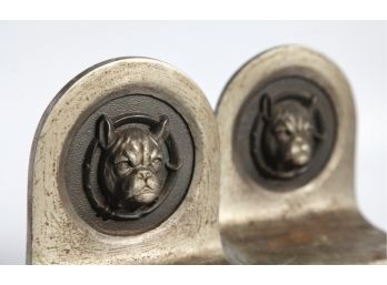 Vintage Cast Metal Bulldog Bookends
