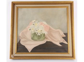 Vintage Floral Oil On Canvas Still Life Painting