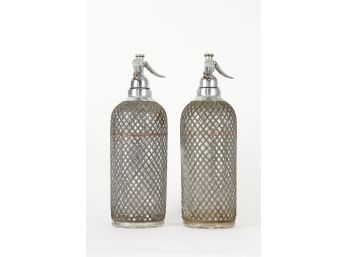 Vintage C1930's Pair Of Sparklets New York Glass Seltzer Bottles