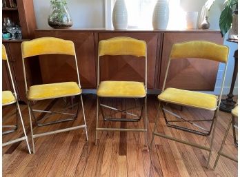 Vintage Mustard Tone Theater Folding Chairs - Set Of 5