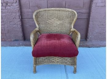 Woven Wicker Chair With A Velour Cushion