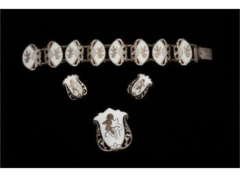 Sterling Silver & White Enamel Vintage Jewelry
