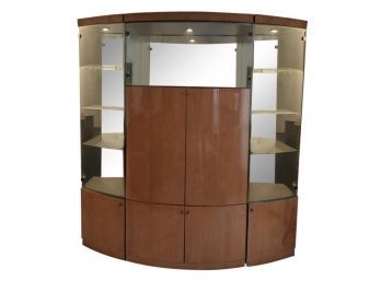 Lacquered Teak Entertainment Bar Center Display Cabinet