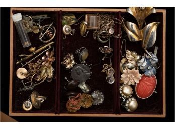 A Vintage Cigar Box Jewelry Box Full Of Vintage Jewelry!