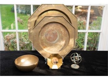 Three Hexagon Trays Brass Bowl & Decor Piece