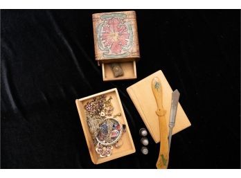 Two  Wooden Boxes Of Assorted Vintage Jewelry