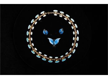 Stunning Blue Enamel & Gold Vintage Jewelry