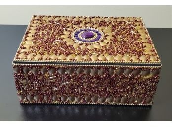 Handcrafted Golden Charm Beaded Multipurpose Jewelry Box