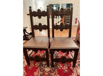 Pair Of Wooden Carved Chairs