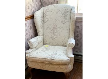 Off White Floral Wingback Chair