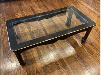 Hollywood Regency Chinoiserie Black And Gold Coffee Table