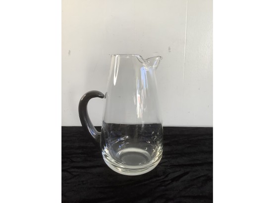Black Glass Handled Clear Glass Pitcher