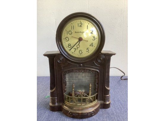Master Crafters Made In USA Clock With Fire Place Display