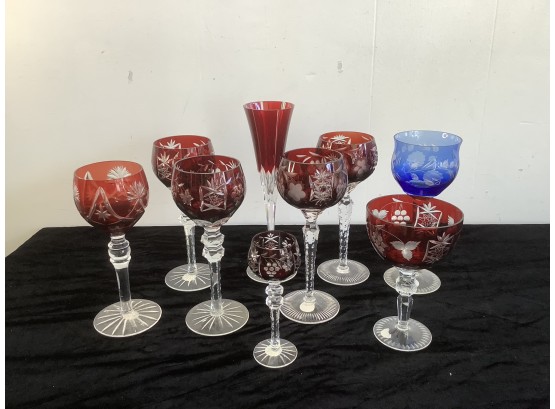 Bohemian Crystal Cut To Clear Assorted Glass Lot