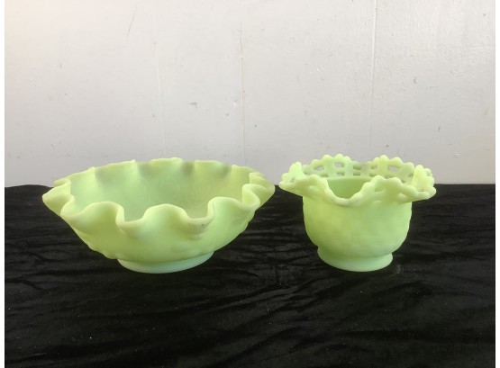 Light Green Small Bowl/tray Lot Of 2