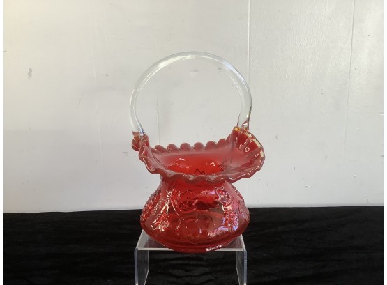 Red And Clear Glass Basket