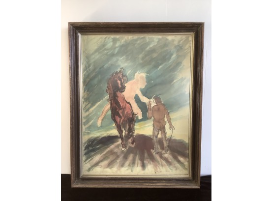 Fador Rimsky Of Washington CT Signed Art Of Men/Man With A Horse