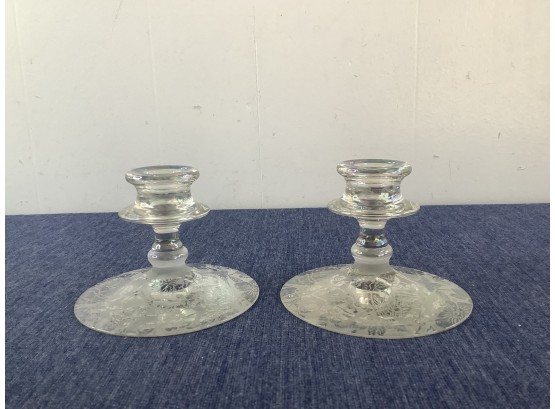 Iridescent Candle Stick Holder Lot Of 2