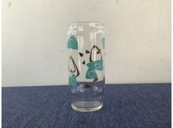 Teal And Gold Abstract Designed Clear Glass