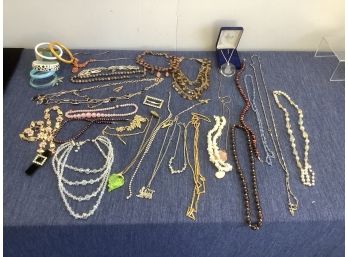 Jewelry Lot With Bangle Bracelet And Necklace