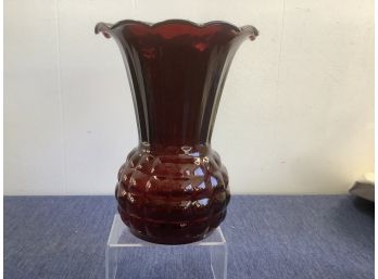 Red Glass Rounded Bottom Vase