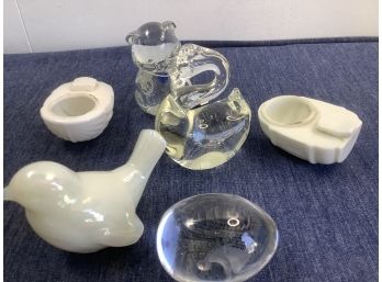 White And Clear Glass Figurine Lot