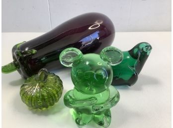 Green Glass Figure Lot