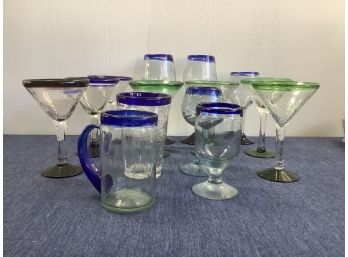 Blue And Green Mixed Glass Lot