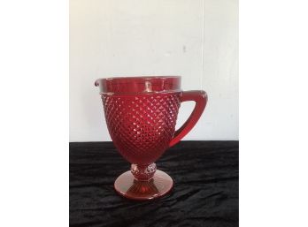 Red Glass With Diamond Points Creamer Cup
